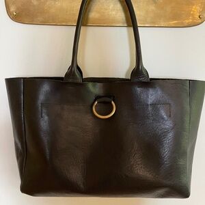 CORIU Ring Tote Black Leather